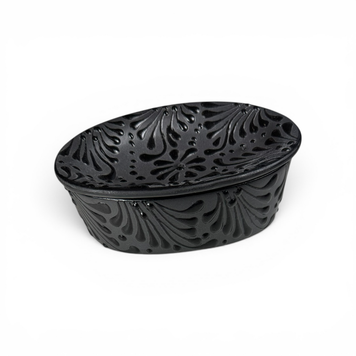 Talavera Soap Dish - Gloss Black on Matte Black