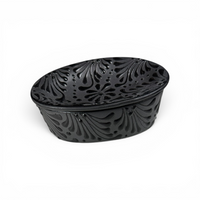 Talavera Soap Dish - Gloss Black on Matte Black