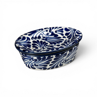 Talavera Soap Dish - Cobalt Blue on White Ceramic