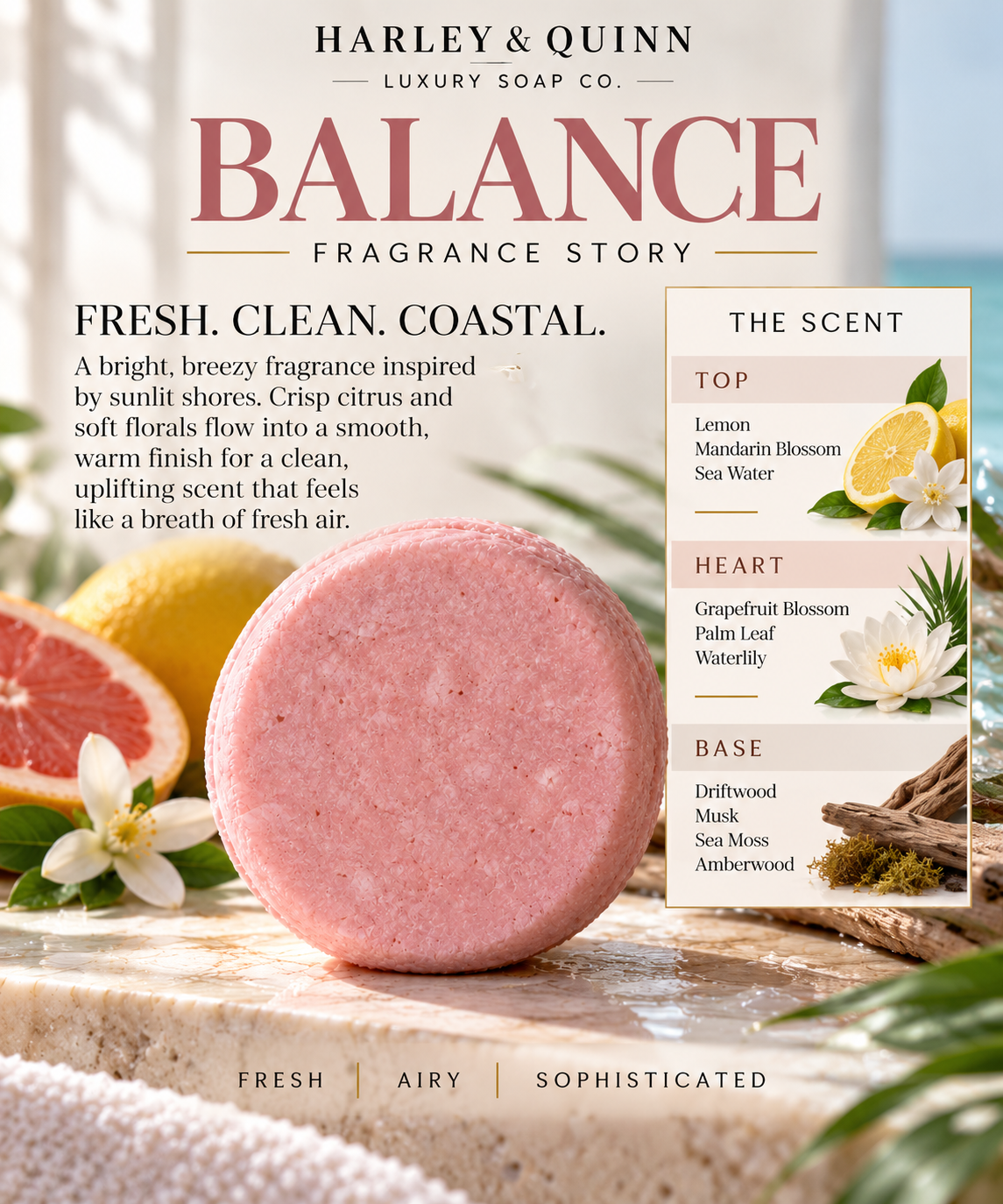 Strand Theory Balance Luxury Shampoo Bar – Citrus, Coconut Cream & Driftwood