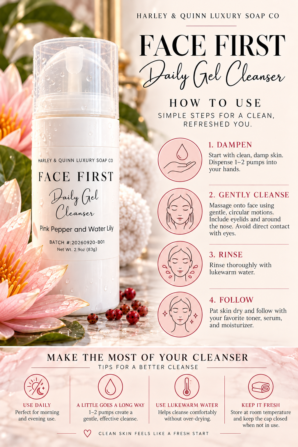 Face First Daily Gel Cleanser - Pink Pepper & Water Lily