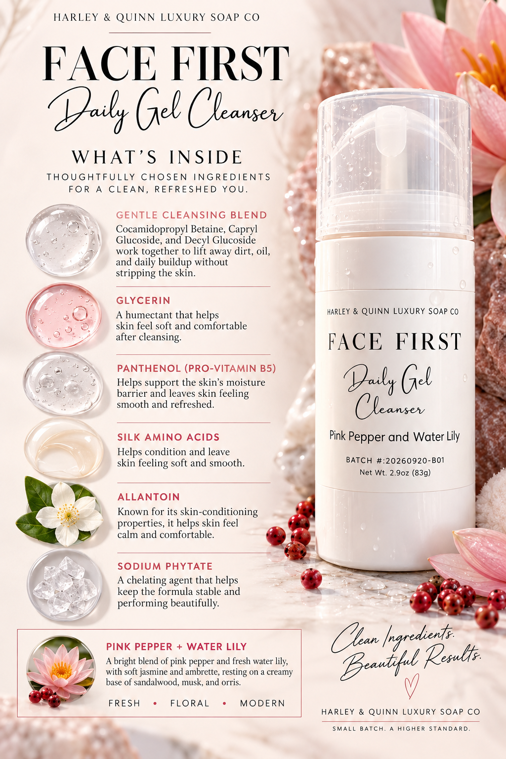 Face First Daily Gel Cleanser - Pink Pepper & Water Lily