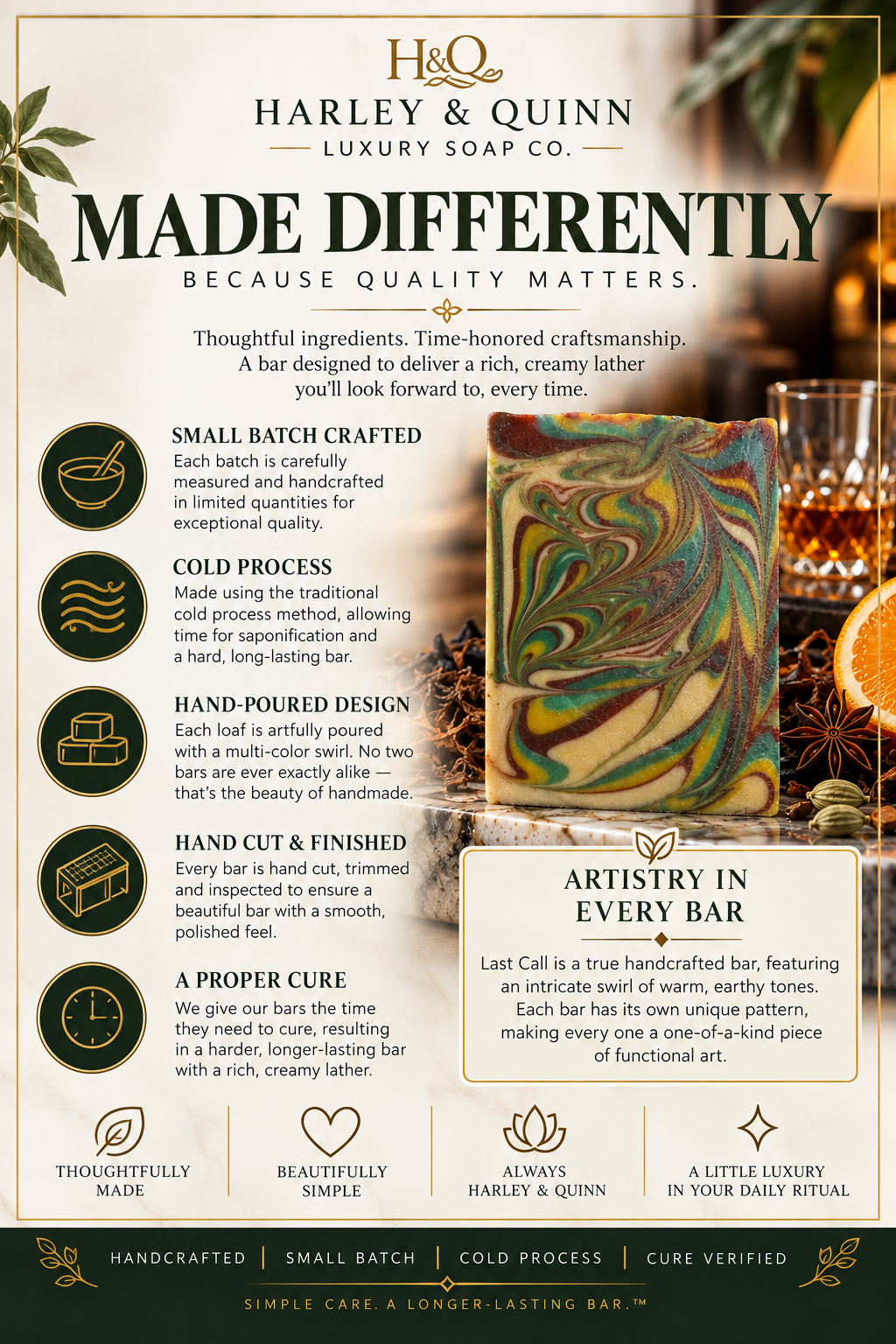 Last Call-Tobacco Leaf & Amber Soap Bar