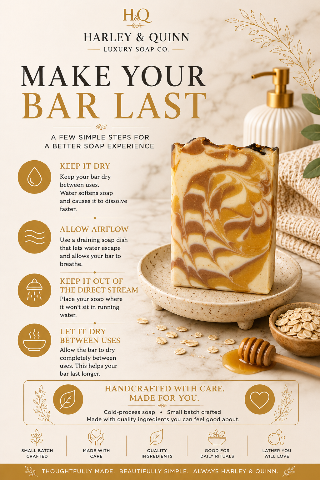 Oatmeal Milk and Honey Luxury Handmade Soap Bar - Warm Oatmeal & Sweet Cream