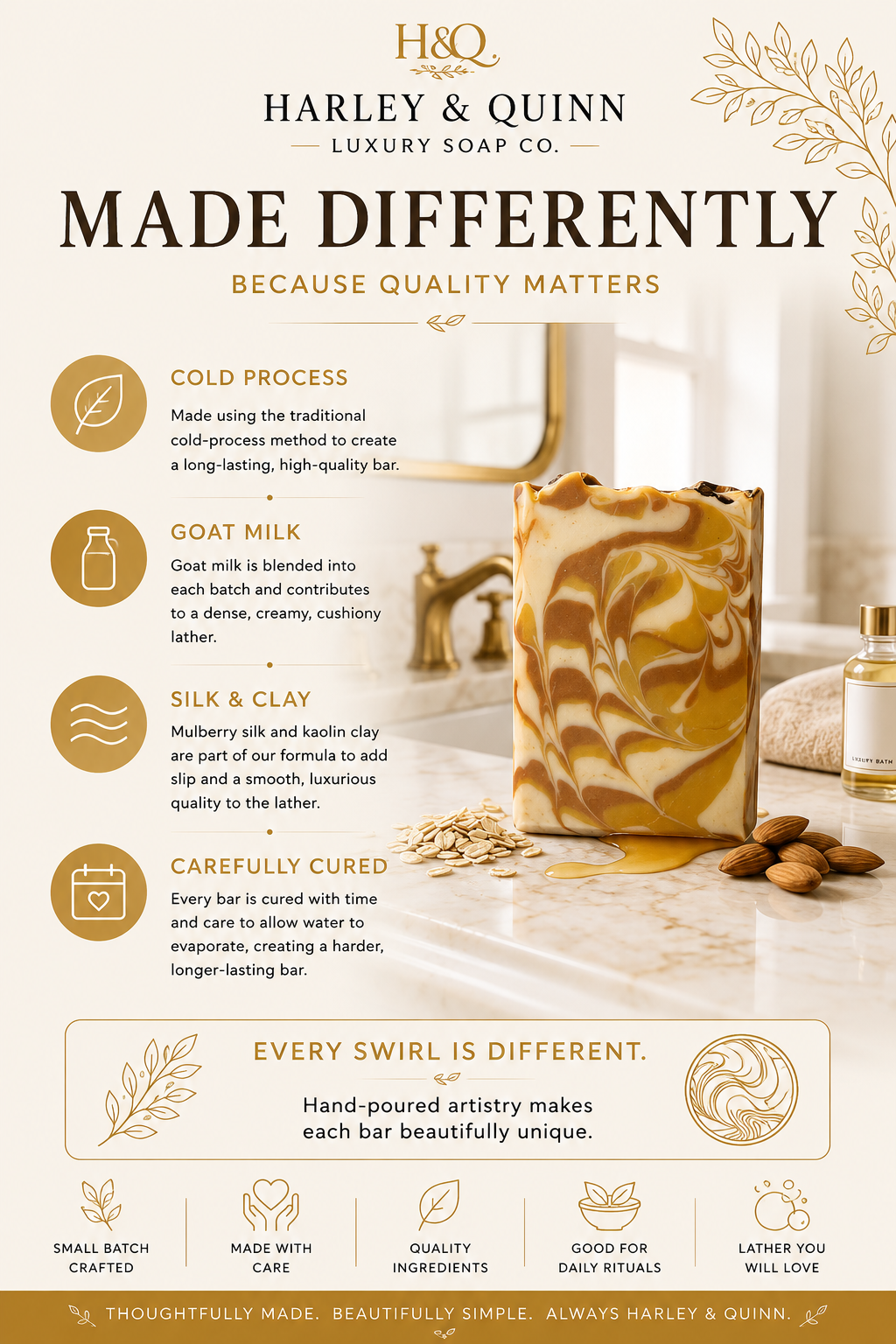 Oatmeal Milk and Honey Luxury Handmade Soap Bar - Warm Oatmeal & Sweet Cream