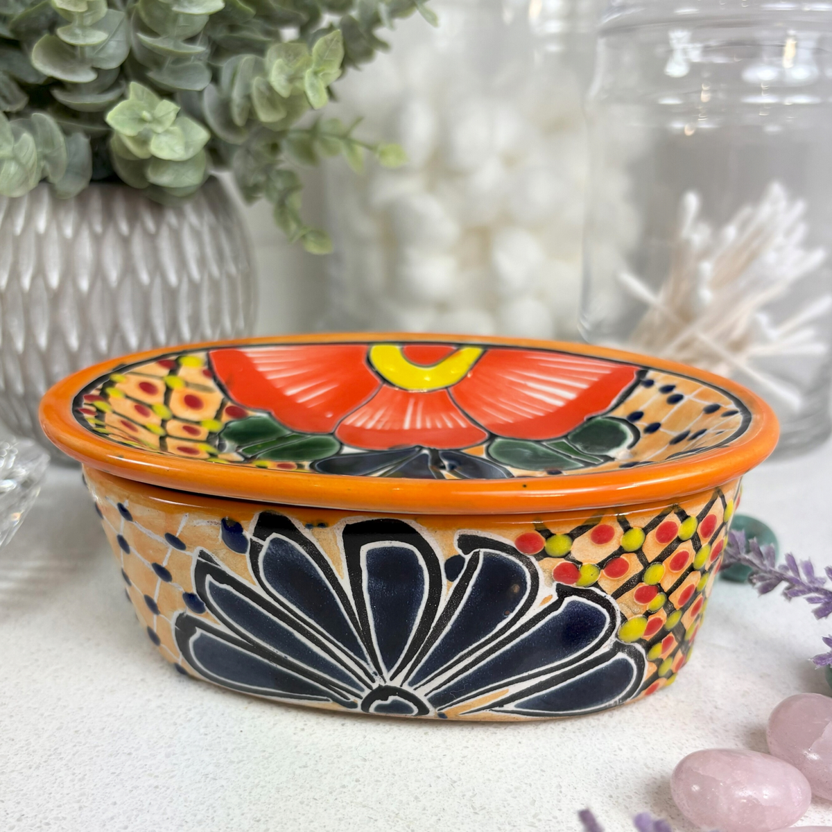 Talavera Soap Dish - Traditional Floral Design