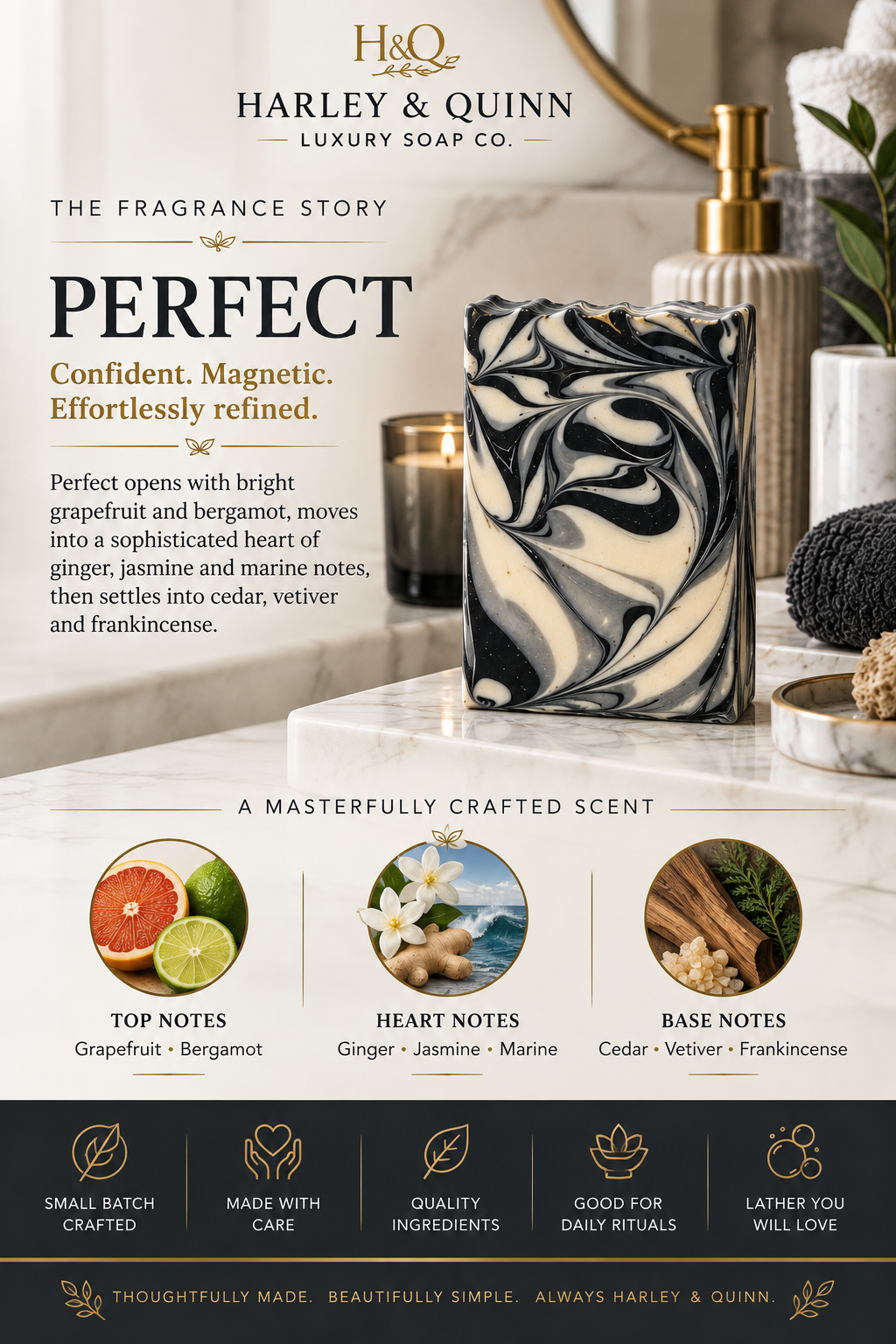 Perfect Luxury Handmade Soap Bar - Grapefruit, Bergamot & Cedarwood