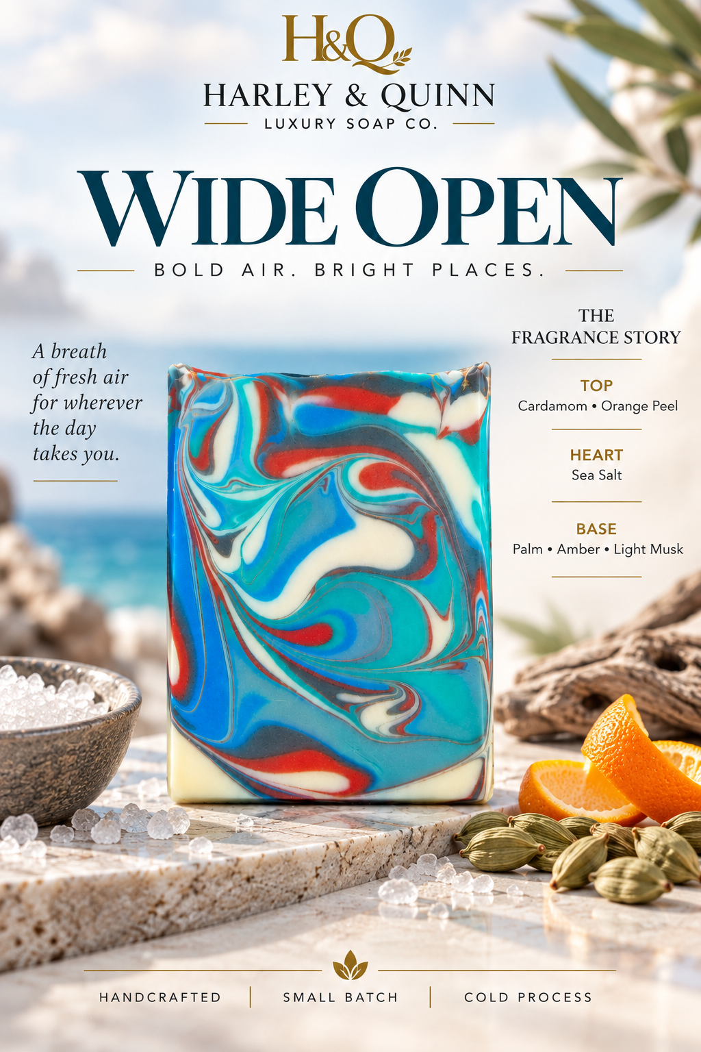 Wide Open-Sea Salt, Cardamom & Amber Soap Bar